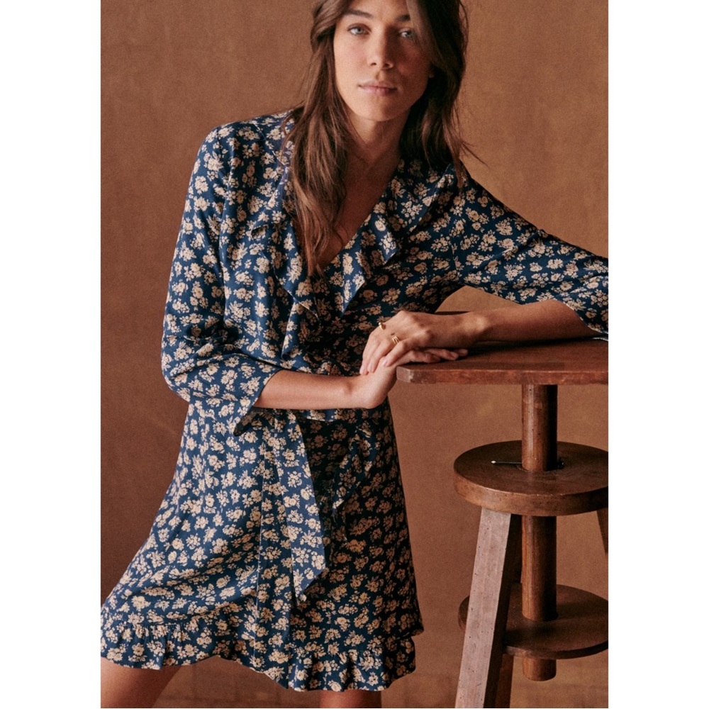 {Sézane} Asianne Robe Dress in Cara Print - Size 14 - NWT
